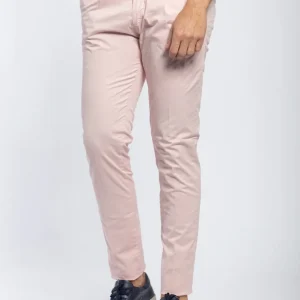 Pantalone in cotone elasticizzato con pinces